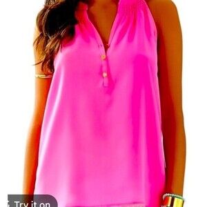 Lilly Pulitzer Size S Silk Bailey Top Pink